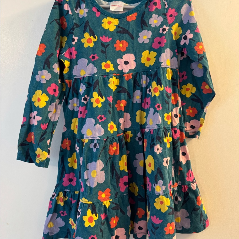 Hanna Andersson Teal Floral Long Sleeve Dress